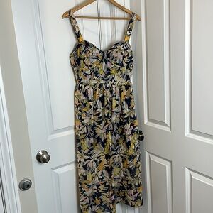 NSR Floral Maxi Dress in Navy, Yellow & Pink